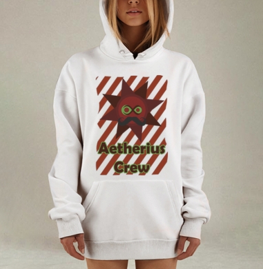 Минималистичный Солнце с Усы Логотип «Aetherius Crew», Hoodie Mjhigh Dig, оверсайз, утепленная
