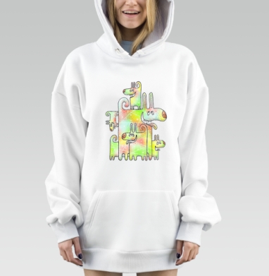 Веселая стопка дружелюбных стилизованных собак, Hoodie Mjhigh Dig, оверсайз, утепленная