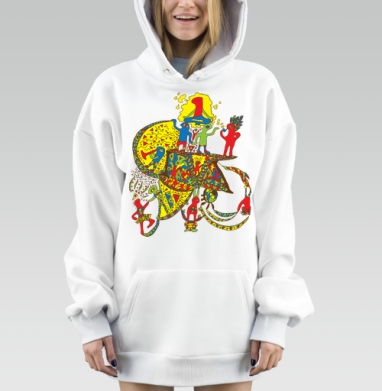 Энергия внутреннего мира в ярких цветах, Hoodie Mjhigh Dig, оверсайз, утепленная