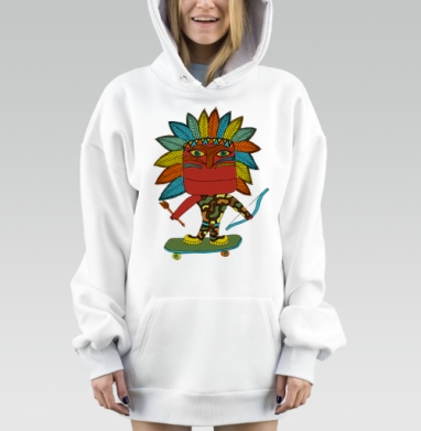 Урбанистический охотник на скейтборде в маске, Hoodie Mjhigh Dig, оверсайз, утепленная