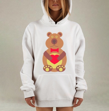 Влюбленный медвежонок, Hoodie Mjhigh Dig, оверсайз, утепленная