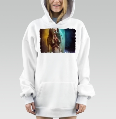 Женщина с маской и обнажённым сердцем, Hoodie Mjhigh Dig, оверсайз, утепленная
