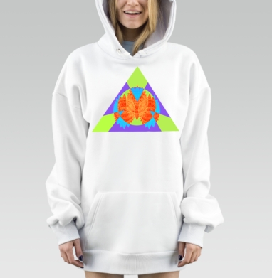 Яркий абстрактный орнамент в неоновых цветах, Hoodie Mjhigh Dig, оверсайз, утепленная