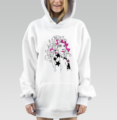 Chika star / Звездная чика, Hoodie Mjhigh Dig, оверсайз, утепленная