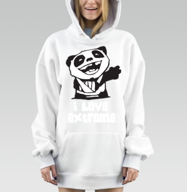 I Love Extreme Pandi / Я люблю экстрим Панди, Hoodie Mjhigh Dig, оверсайз, утепленная