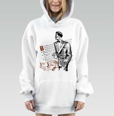 когда машины были большими,а лацканы широкими, Hoodie Mjhigh Dig, оверсайз, утепленная