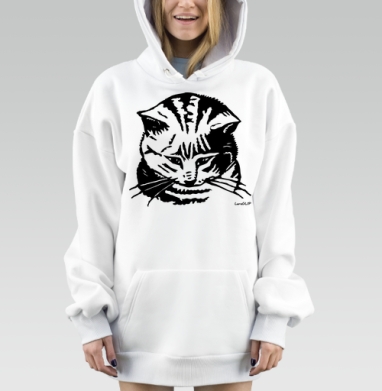 Стильное графическое изображение милого котенка, Hoodie Mjhigh Dig, оверсайз, утепленная