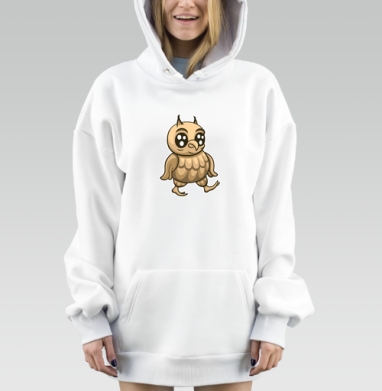 Антропоморфная сова уверенно шагает вперед, Hoodie Mjhigh Dig, оверсайз, утепленная