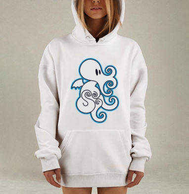 Игристый осьминог с крыльями – оригинальный дизайн, Hoodie Mjhigh Dig, оверсайз, утепленная