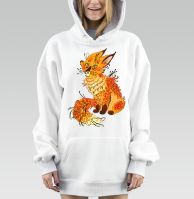 Сказочная лиса в психоделическом стиле, Hoodie Mjhigh Dig, оверсайз, утепленная
