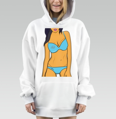 Женский бикини нежно-голубого цвета с надписью, Hoodie Mjhigh Dig, оверсайз, утепленная