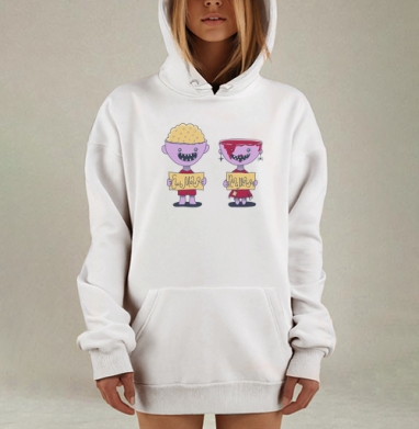 Фиолетовые монстры мальчик девушка Ешь меня Пей меня, Hoodie Mjhigh Dig, оверсайз, утепленная
