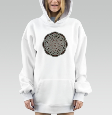 Сложная мандала с сакральной геометрией и красным акцентом, Hoodie Mjhigh Dig, оверсайз, утепленная