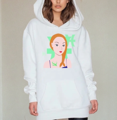 рыбы, Hoodie Mjhigh Dig, оверсайз, утепленная