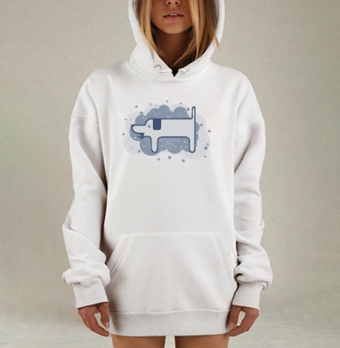 Собака синяя, Hoodie Mjhigh Dig, оверсайз, утепленная
