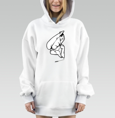 Иллюстрация ухода за собакой в минималистичном стиле, Hoodie Mjhigh Dig, оверсайз, утепленная