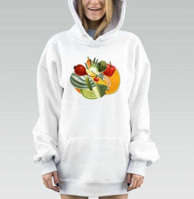 Vegetables (Живая Азбука), Hoodie Mjhigh Dig, оверсайз, утепленная