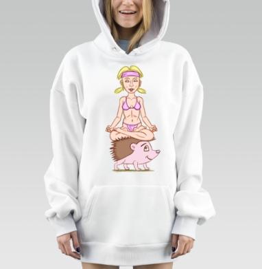Юморная медитация на дружелюбном ежике, Hoodie Mjhigh Dig, оверсайз, утепленная