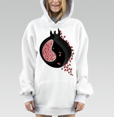 Яркая половина граната с сочными зёрнами, Hoodie Mjhigh Dig, оверсайз, утепленная