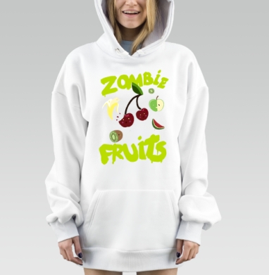Неоновый принт Zombie Fruits с яркими фруктами, Hoodie Mjhigh Dig, оверсайз, утепленная