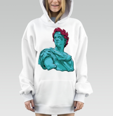Статуя в бирюзовом цвете и бордовом венке для стильной одежды, Hoodie Mjhigh Dig, оверсайз, утепленная