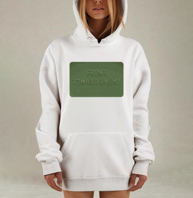 Передняя часть к врагу надпись военная зелёная, Hoodie Mjhigh Dig, оверсайз, утепленная