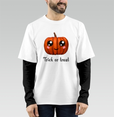 Веселая тыква для праздника Хэллоуина Trick or treat, Футболка мужская лонгслив OneOne