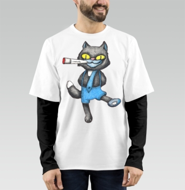 Дерзкий кот, Футболка мужская лонгслив OneOne