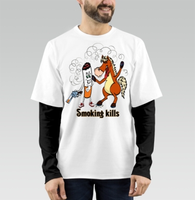 Smoking kills / Курение убивает, Футболка мужская лонгслив OneOne