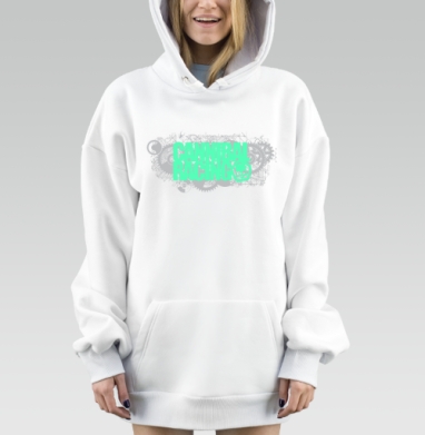 Бирюзовый логотип смелой марки гонок с черепом на сером фоне, Hoodie Mjhigh Dig, оверсайз, утепленная