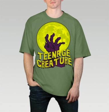 Teenage Creature / Подростковое существо, Футболка мужская оверсайз оливковая