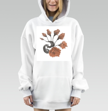 Бутон цветов эустомы нежные оттенки теней, Hoodie Mjhigh Dig, оверсайз, утепленная