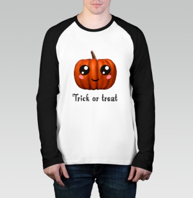 Веселая тыква для праздника Хэллоуина Trick or treat, Футболка длинный рукав / Мужчинам / Реглан / Принт