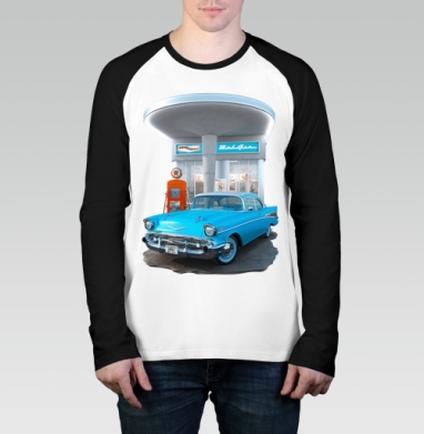 Chevrolet Bel Air / Шевроле Бел Эйр, Футболка длинный рукав / Мужчинам / Реглан / Принт