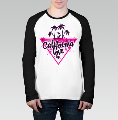 California love яркая романтика пальмовой вечеринки, Футболка длинный рукав / Мужчинам / Реглан / Принт