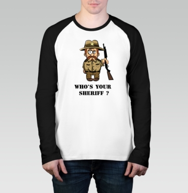 Мультяшный шериф с ружьём WHO'S YOUR SHERIFF? - Магазин футболок maguro - Дизайнерские принты