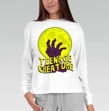 Teenage Creature / Подростковое существо, Футболка лонгслив женская белая