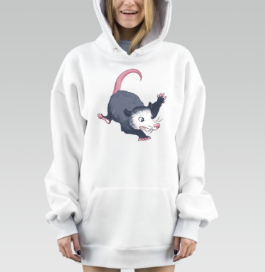 Немного неуклюжий милый опоссум спотыкается вперед, Hoodie Mjhigh Dig, оверсайз, утепленная