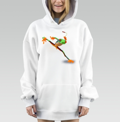 Озорная лягушка каратистка для борьбы с серыми буднями, Hoodie Mjhigh Dig, оверсайз, утепленная