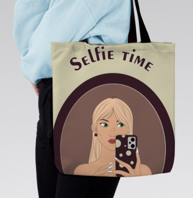 Девушка с зелеными глазами и аксессуарами Selfie Time, Сумка с ручкой и внутренним карманом на молнии