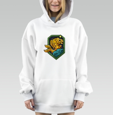 Золотая Рыба Королева Над Волнами, Hoodie Mjhigh Dig, оверсайз, утепленная