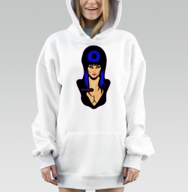 Женщина с синей прической и надписью Хозяйка на черном фоне, Hoodie Mjhigh Dig, оверсайз, утепленная
