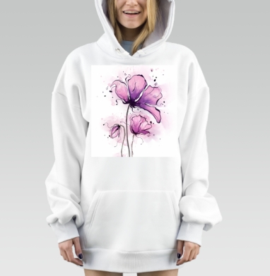 Романтичные розовые цветы с подчеркнутой фактурой нежности и легкости, Hoodie Mjhigh Dig, оверсайз, утепленная