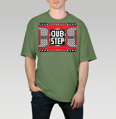 Красный Черный Белый Даб Степ Музыка Dub Step Music, Футболка мужская оверсайз оливковая