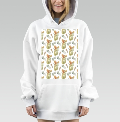 Морские русалки медузы и коньки под водой, Hoodie Mjhigh Dig, оверсайз, утепленная