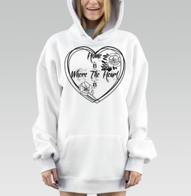 Home is Where The Heart is дом там где сердце, Hoodie Mjhigh Dig, оверсайз, утепленная