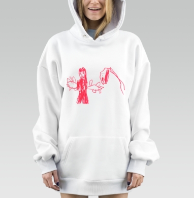 Детский рисунок кормит льва руки животного, Hoodie Mjhigh Dig, оверсайз, утепленная
