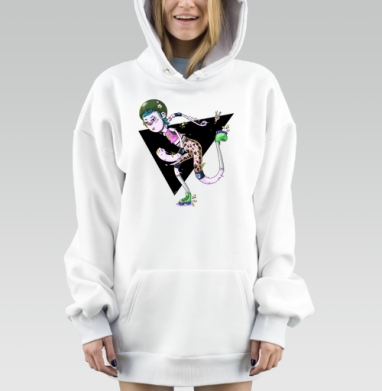 Звезда дерби бесстрашная яркая динамика движения, Hoodie Mjhigh Dig, оверсайз, утепленная