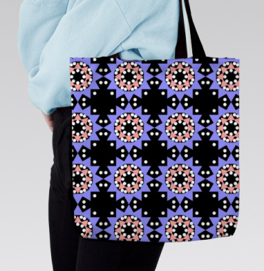 Lavender abstract pattern with stars / Абстрактный лавандовый паттерн в современном стиле, Сумка с ручкой и внутренним карманом на молнии