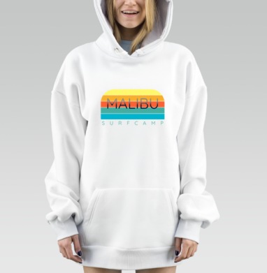 Яркий ретро Малибу для серфинга и кемпинга, Hoodie Mjhigh Dig, оверсайз, утепленная